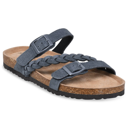 Braided Suede Sandal | Grey Blue