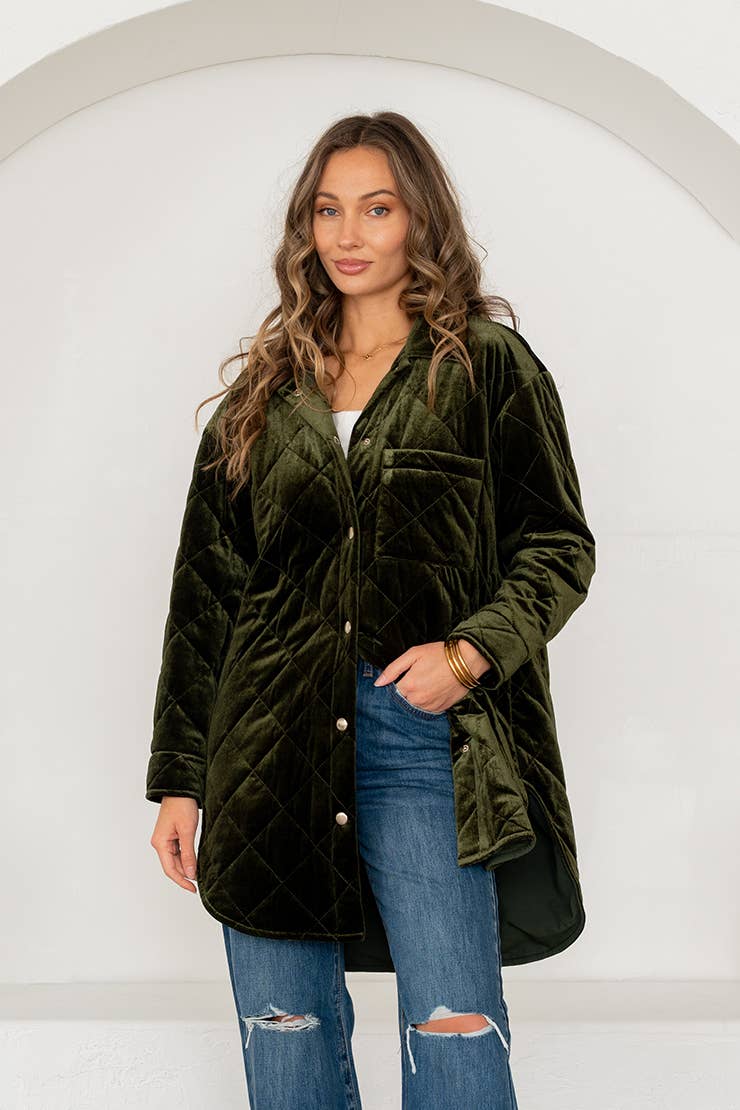 Oversized Velvet Quilted Jacket