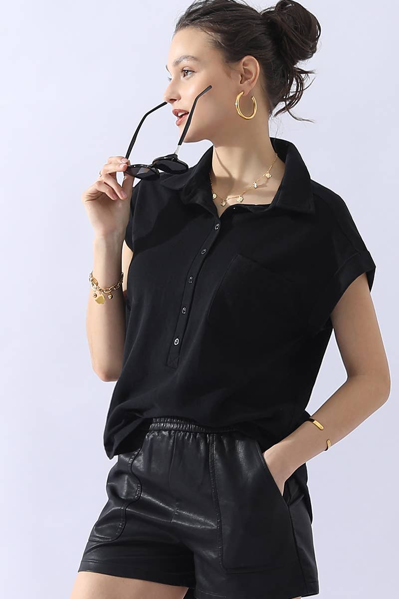 Black Short Sleeve Top