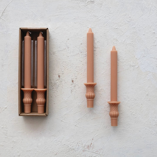 Unscented Pleated Taper Candles w/ Urn Base (2)