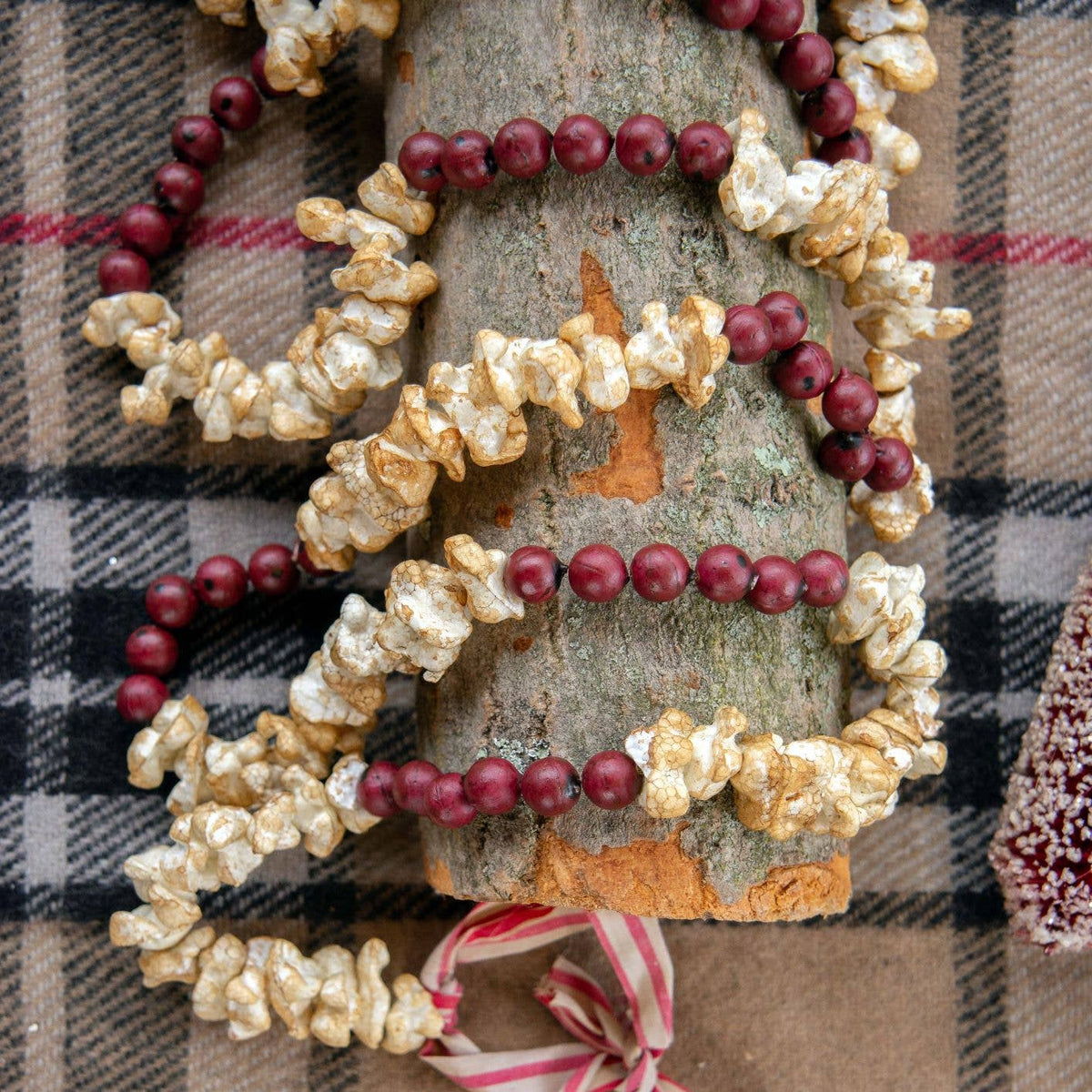 9" popcorn Cranberry Garland