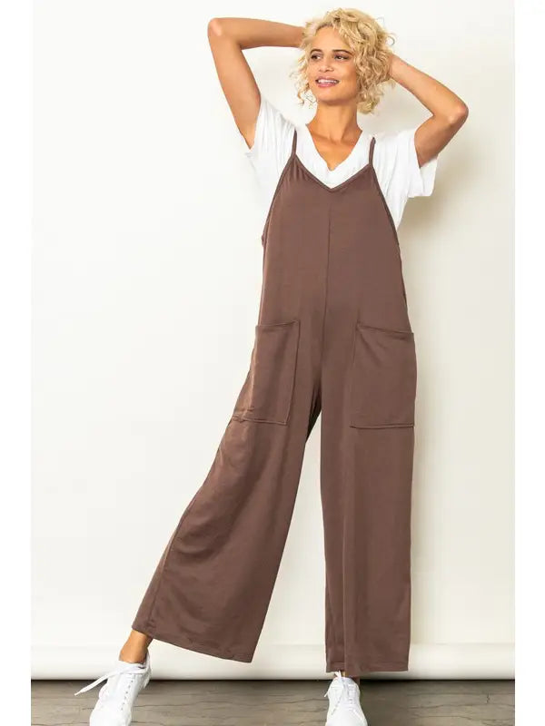 French Terry Front Pocket Overall Jumpsuit