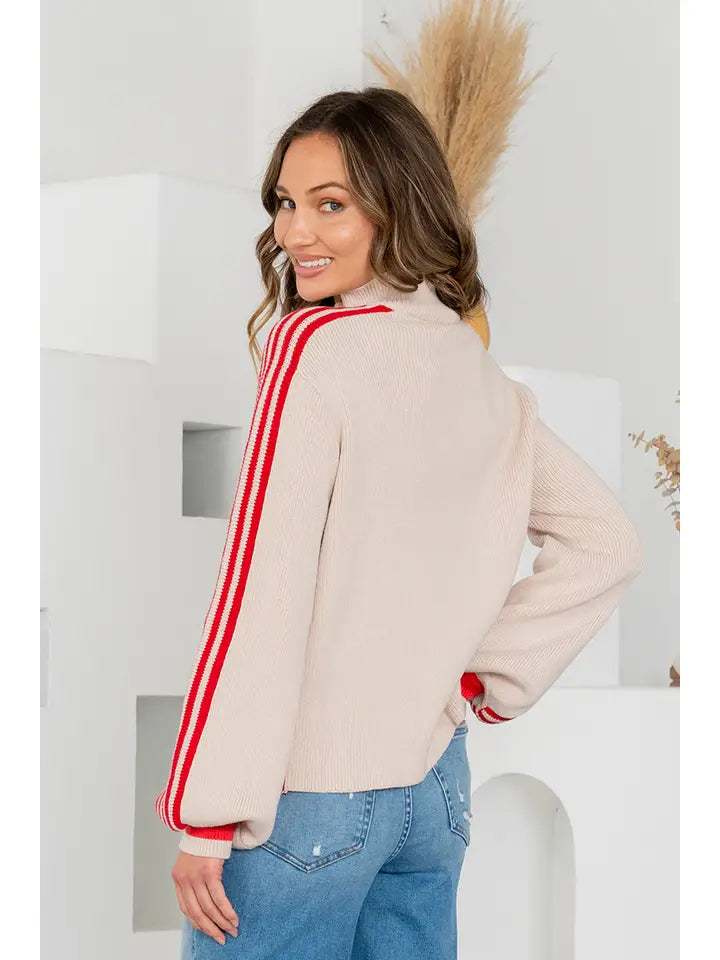 Plus  Pullover Sweater Top with Balloon Sleeves