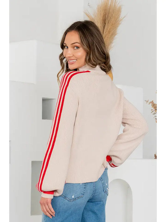 Plus  Pullover Sweater Top with Balloon Sleeves