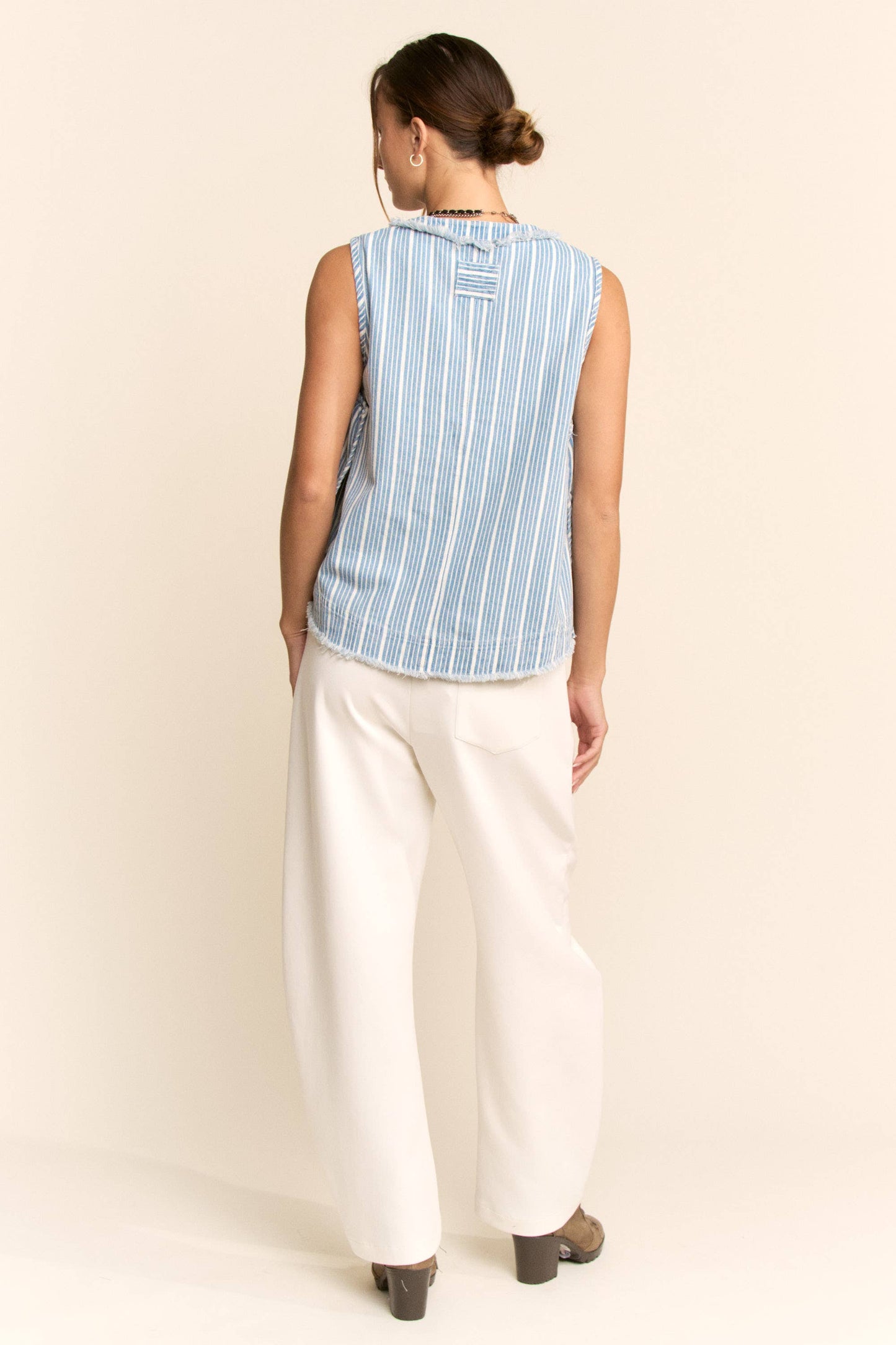 Striped Denim Vest