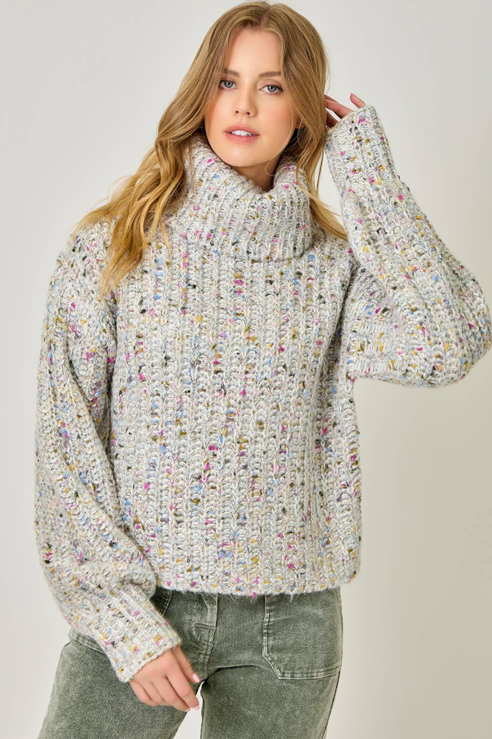 Turtleneck Mixed Yarn Sweater
