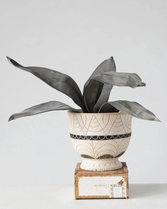 Hand-Painted Debossed Footed Planter