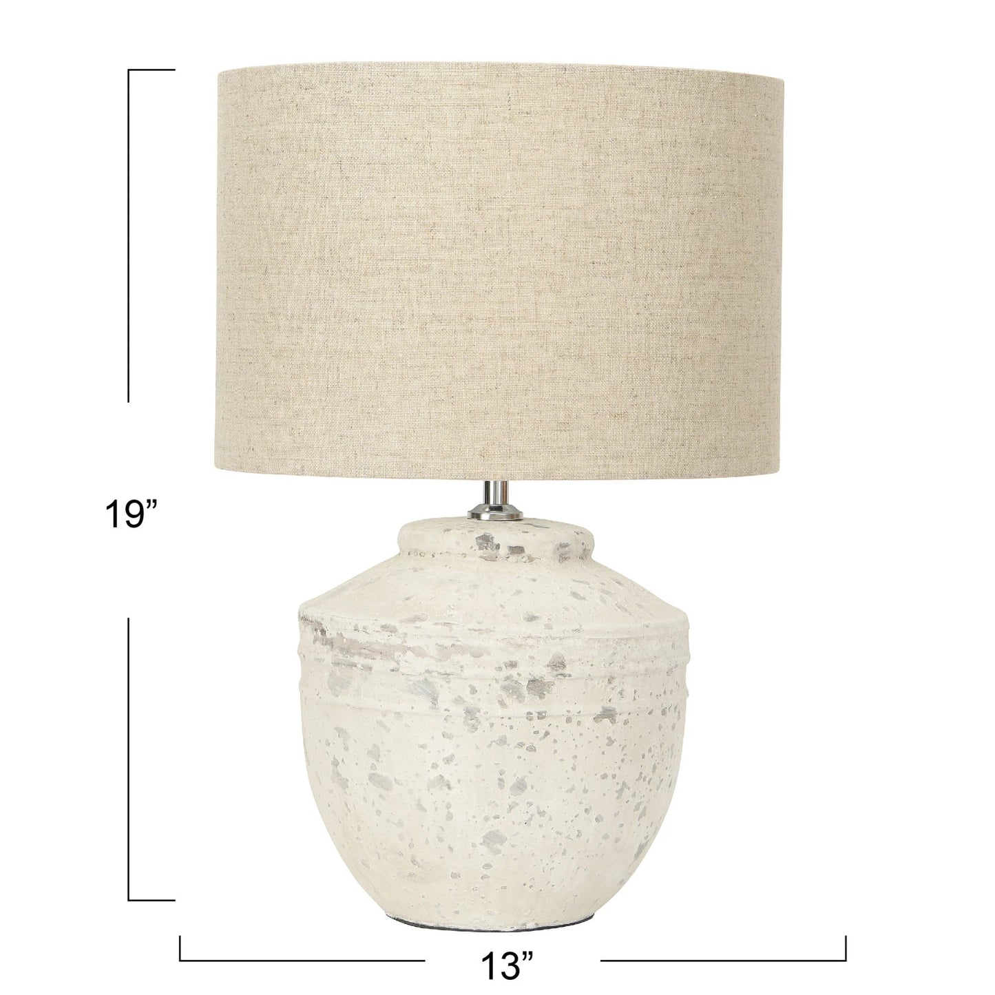 Distressed Cement Table Lamp with Linen Shade