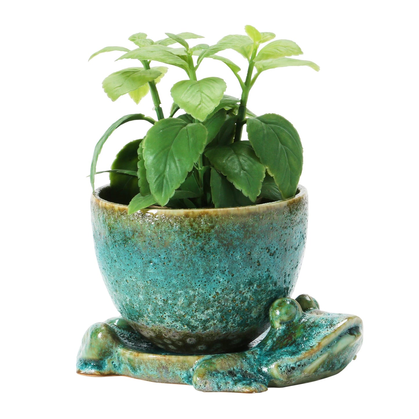 Stoneware Planter with Frog Base