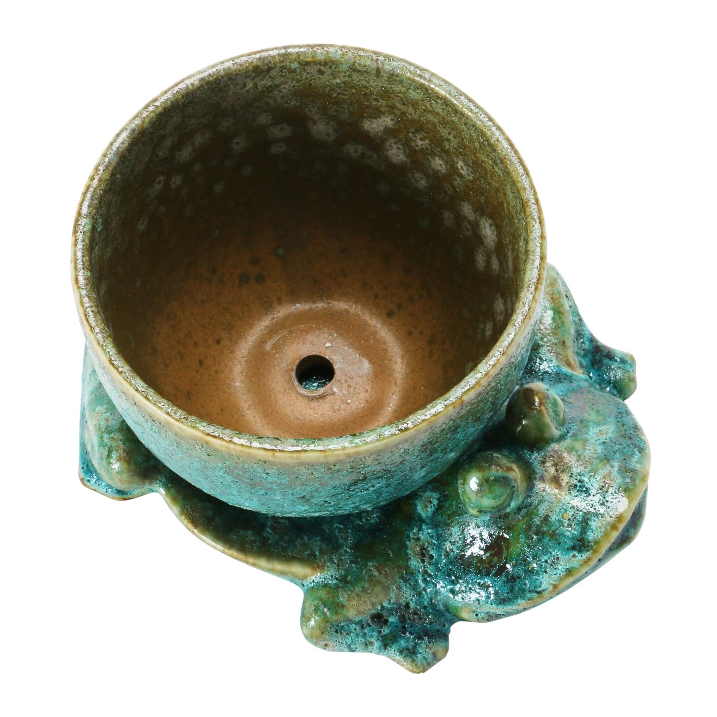 Stoneware Planter with Frog Base