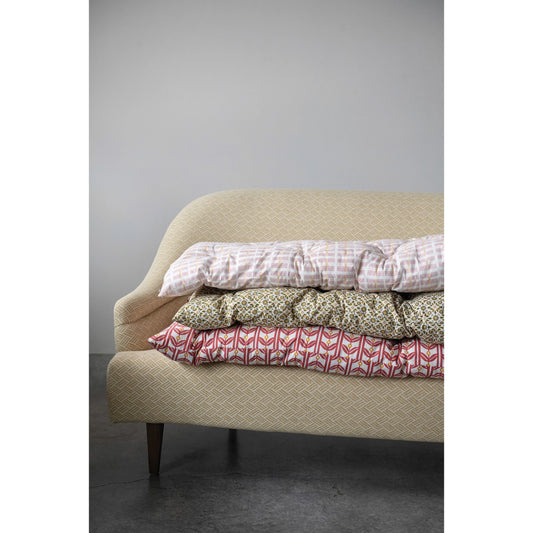 57" x 27" Cotton Printed Tufted French Cushion