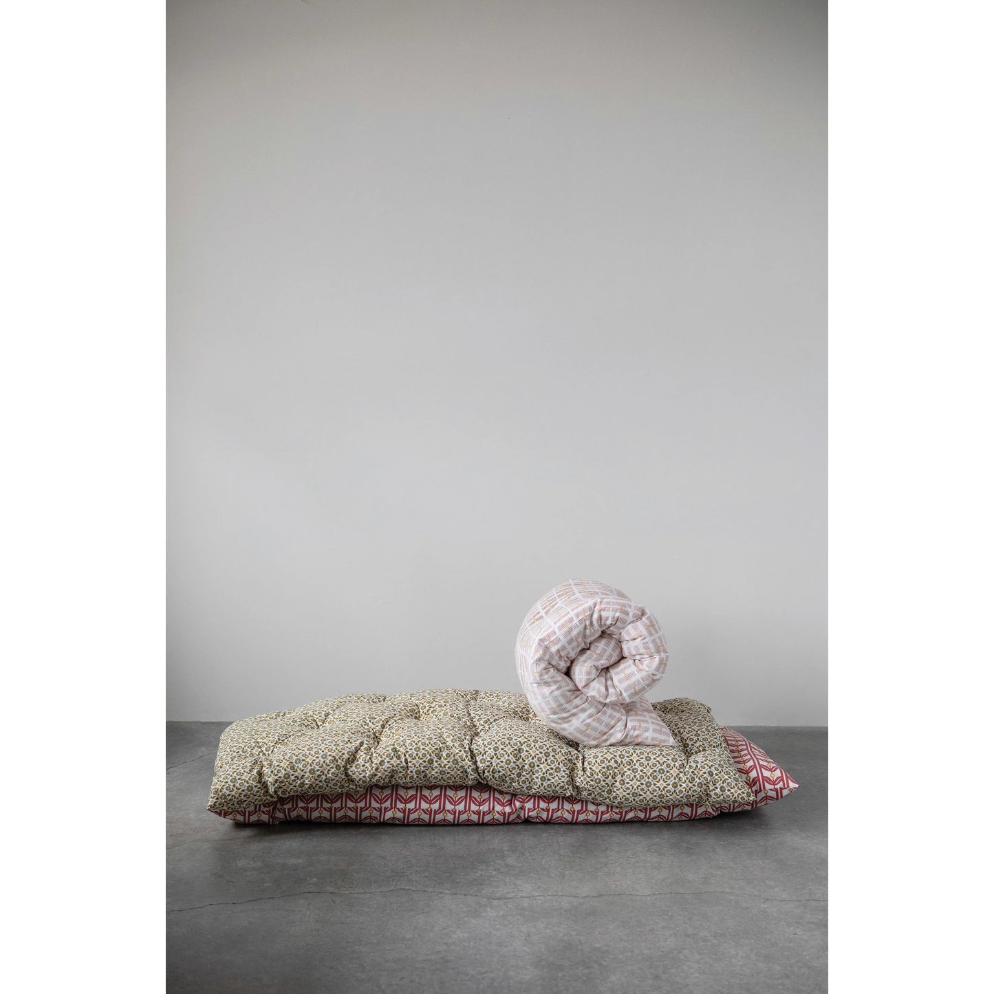 57" x 27" Cotton Printed Tufted French Cushion