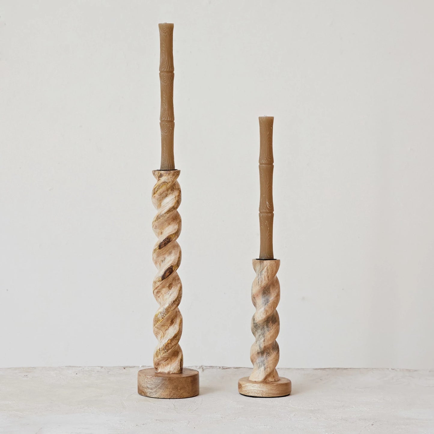 Carved Mango Wood Candle Holder