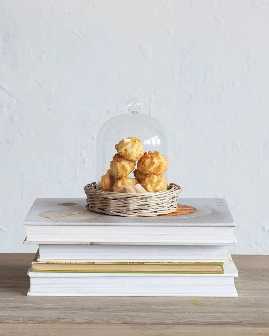 Glass Cloche with Woven Willow Base
