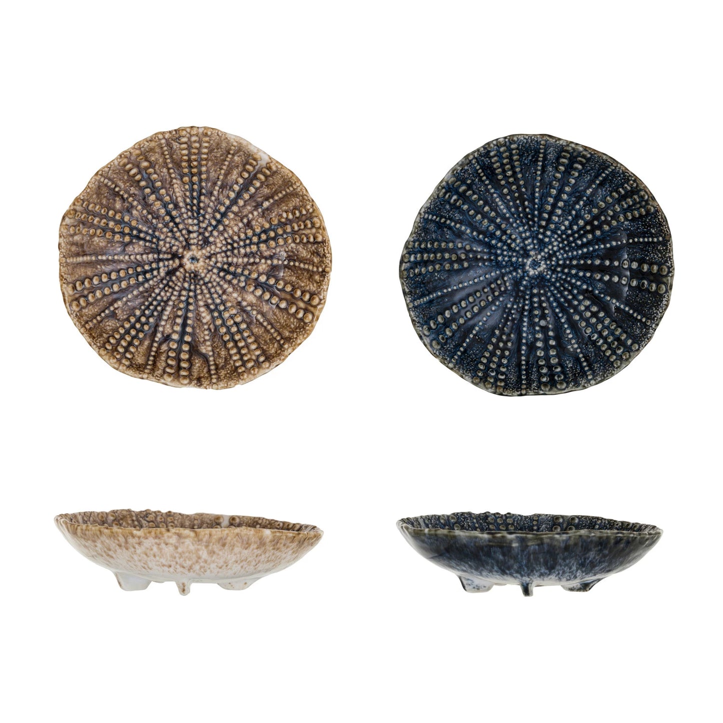 Embossed Stoneware Footed Dish