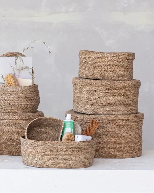 Oval Hand-Woven Seagrass Baskets