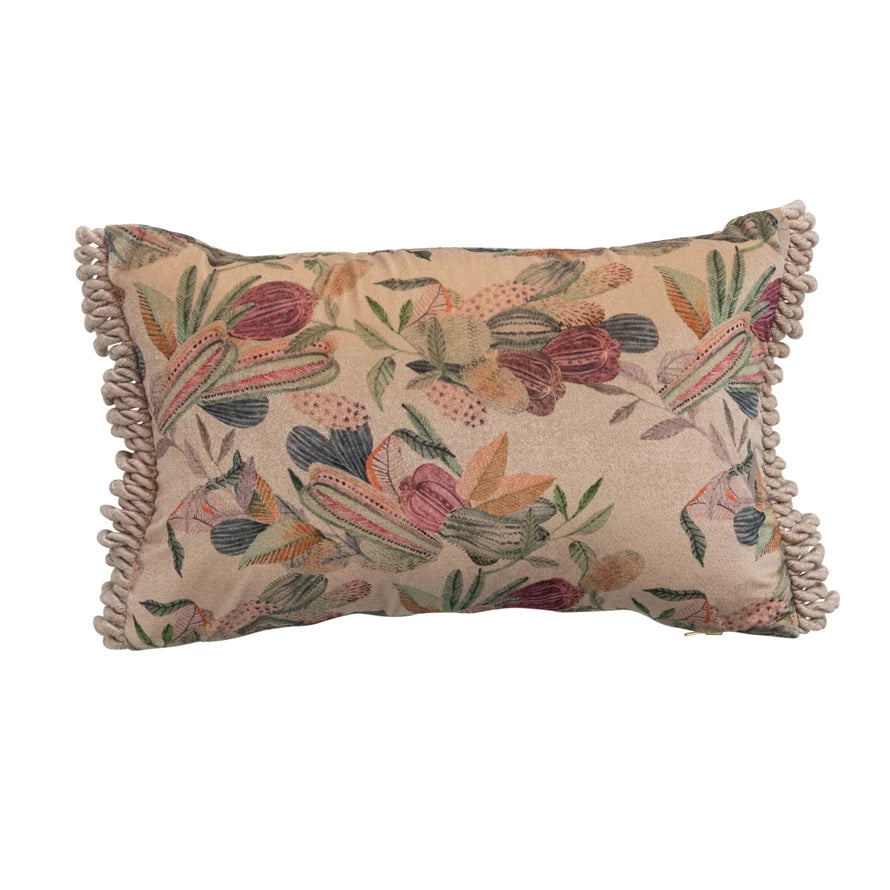 Velvet Printed Lumbar Pillow