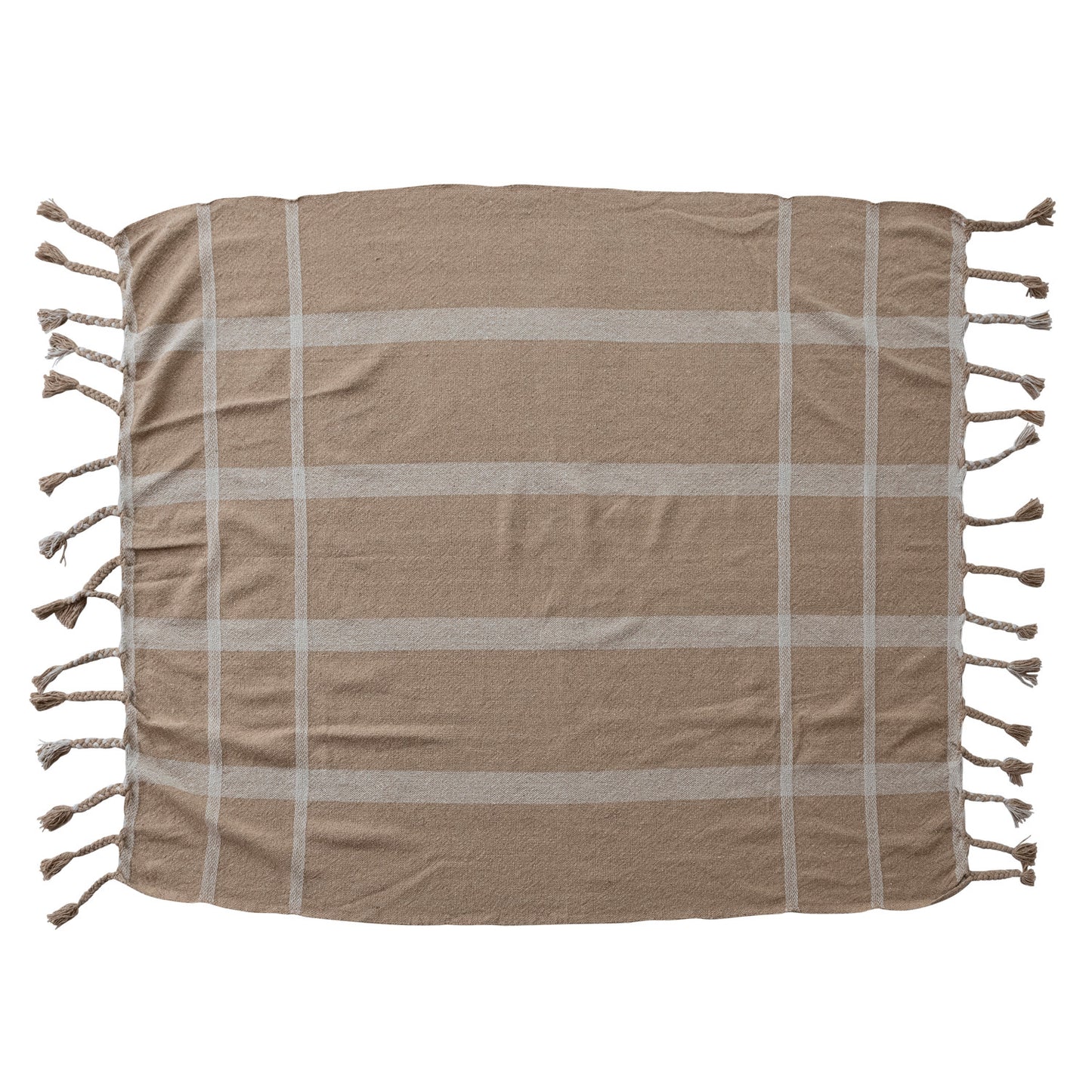 Striped Throw with Braided Fringe