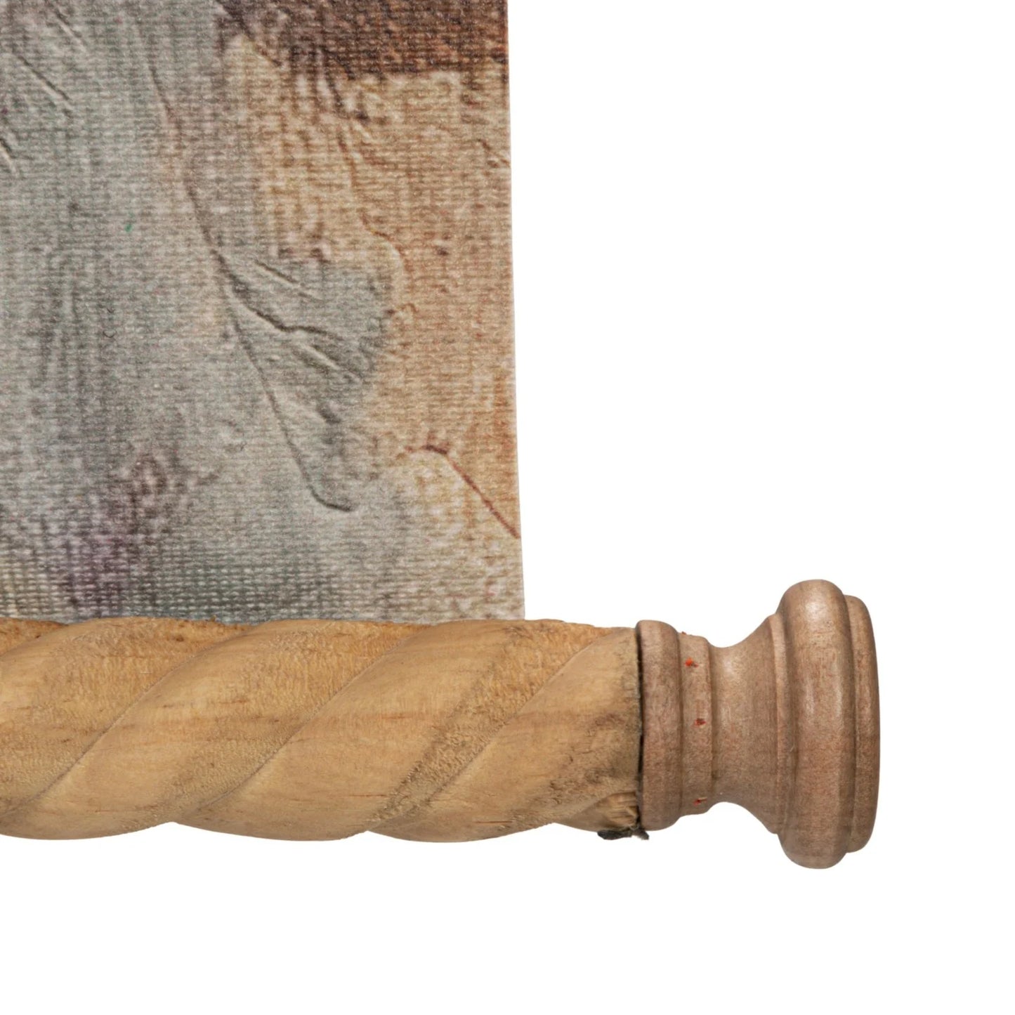 Carved Wood & Canvas Scroll