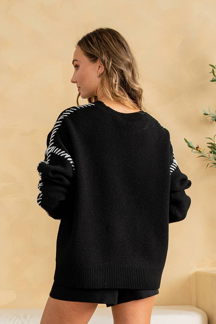 Knit Top with Whipstitch Detail