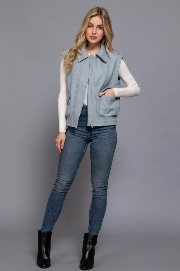 Notched Collar Soft Felt Vest