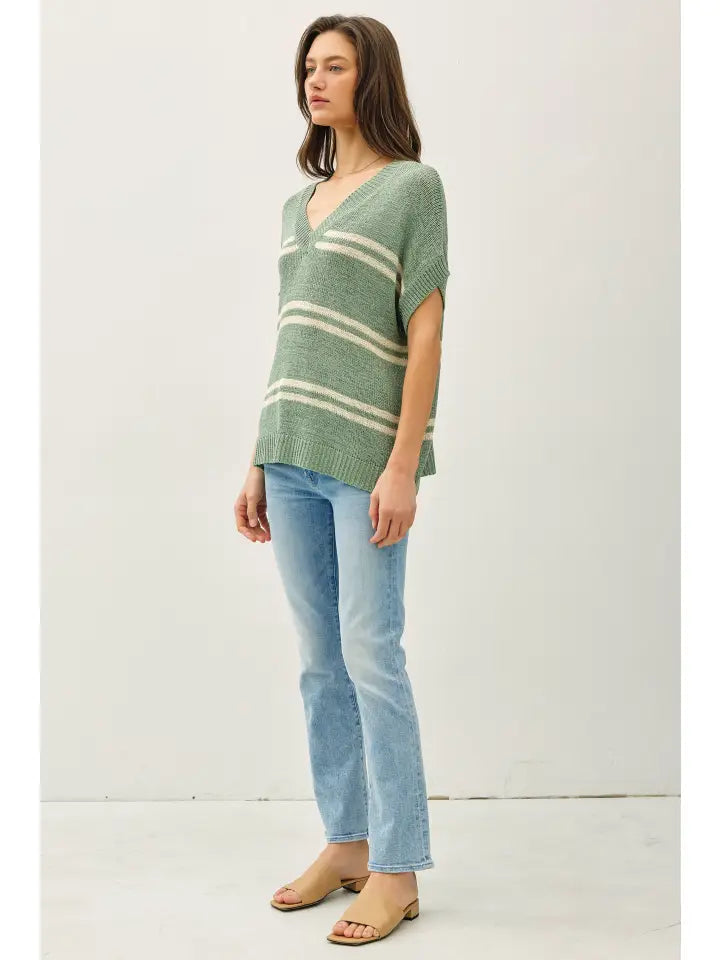 Striped V-Neck Top