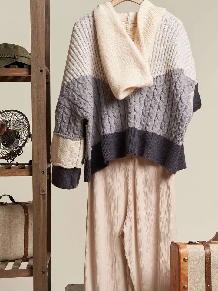 Color Block Button Down Cardigan