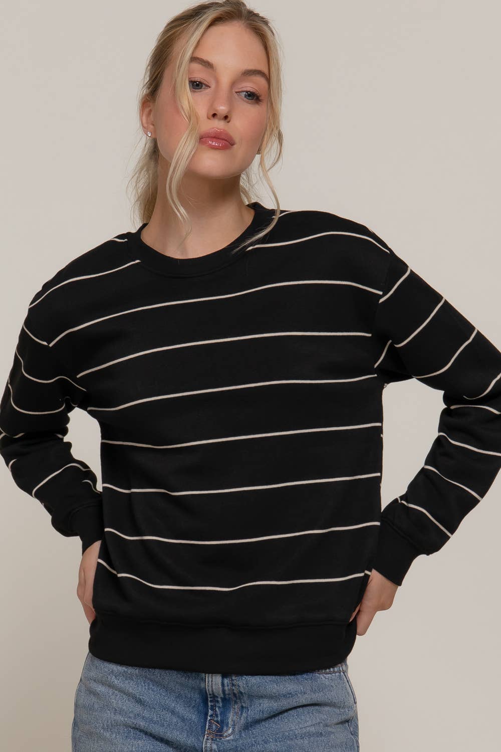 Stripe Inner Fleece Sweatshirt