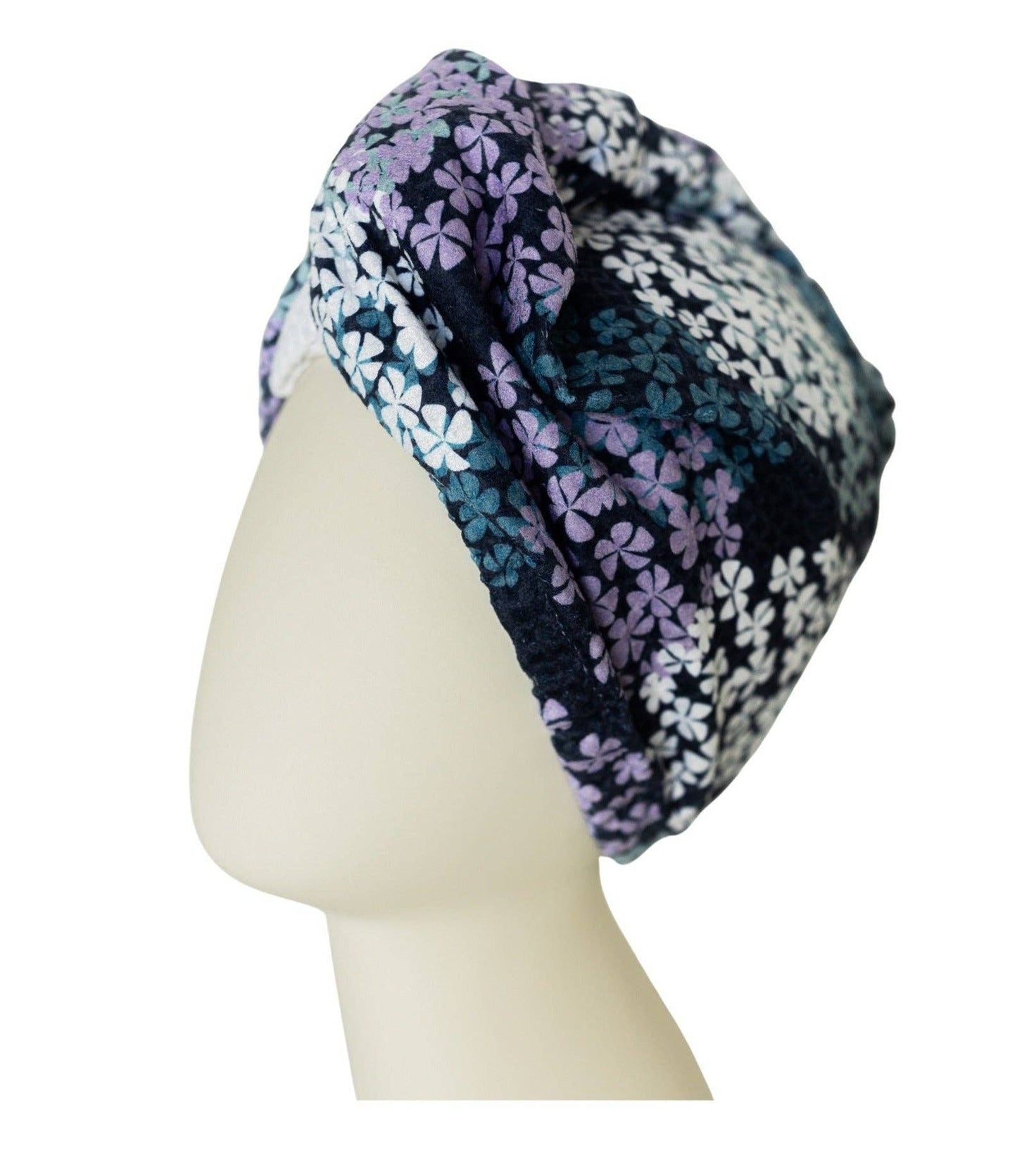 Hair Towel Wrap | Hydrangea in Navy