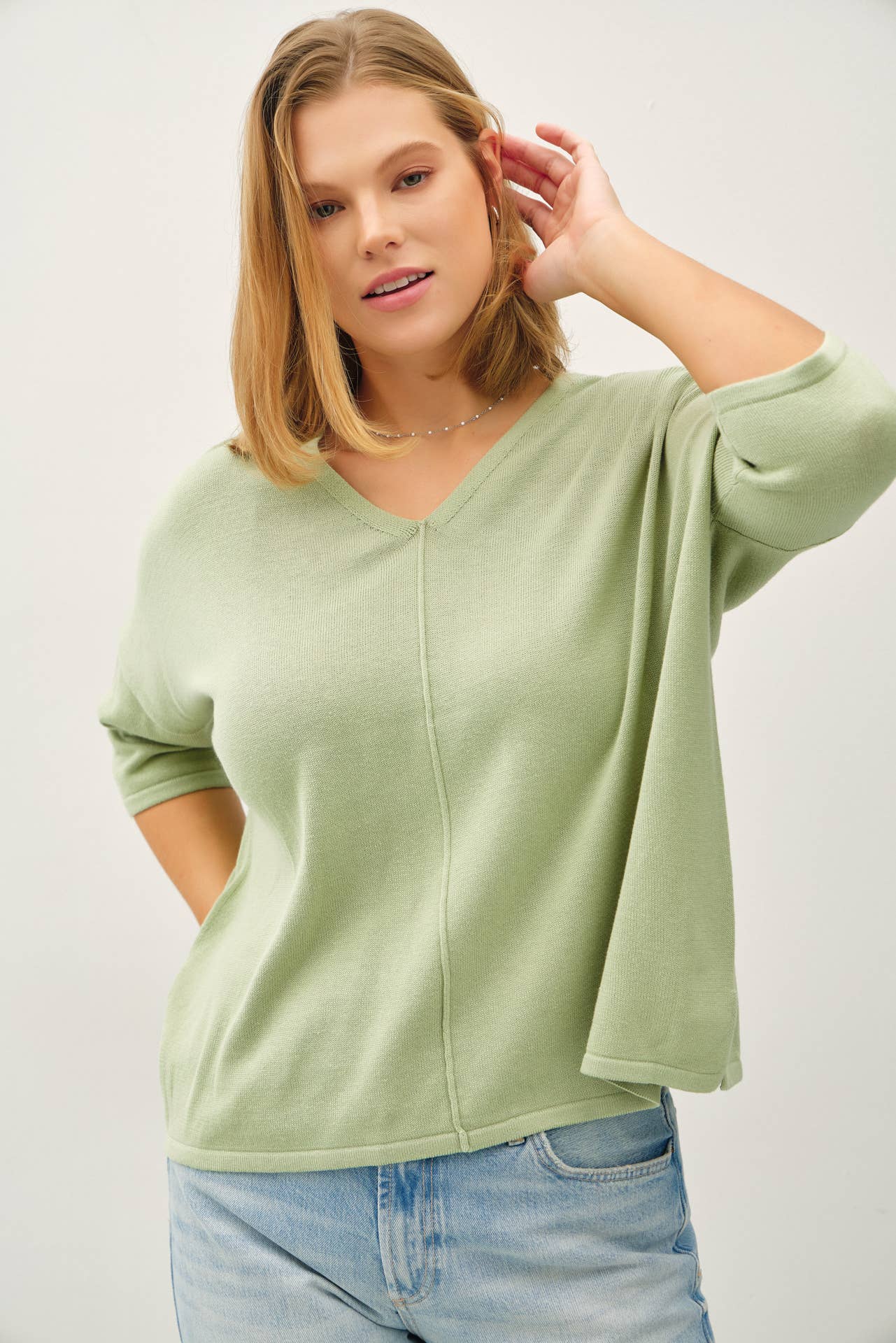 Plus Size Slub Sweater Top | Applemint