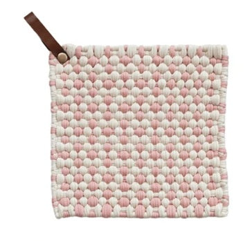 Crocheted Pot Holder with Leather Loop