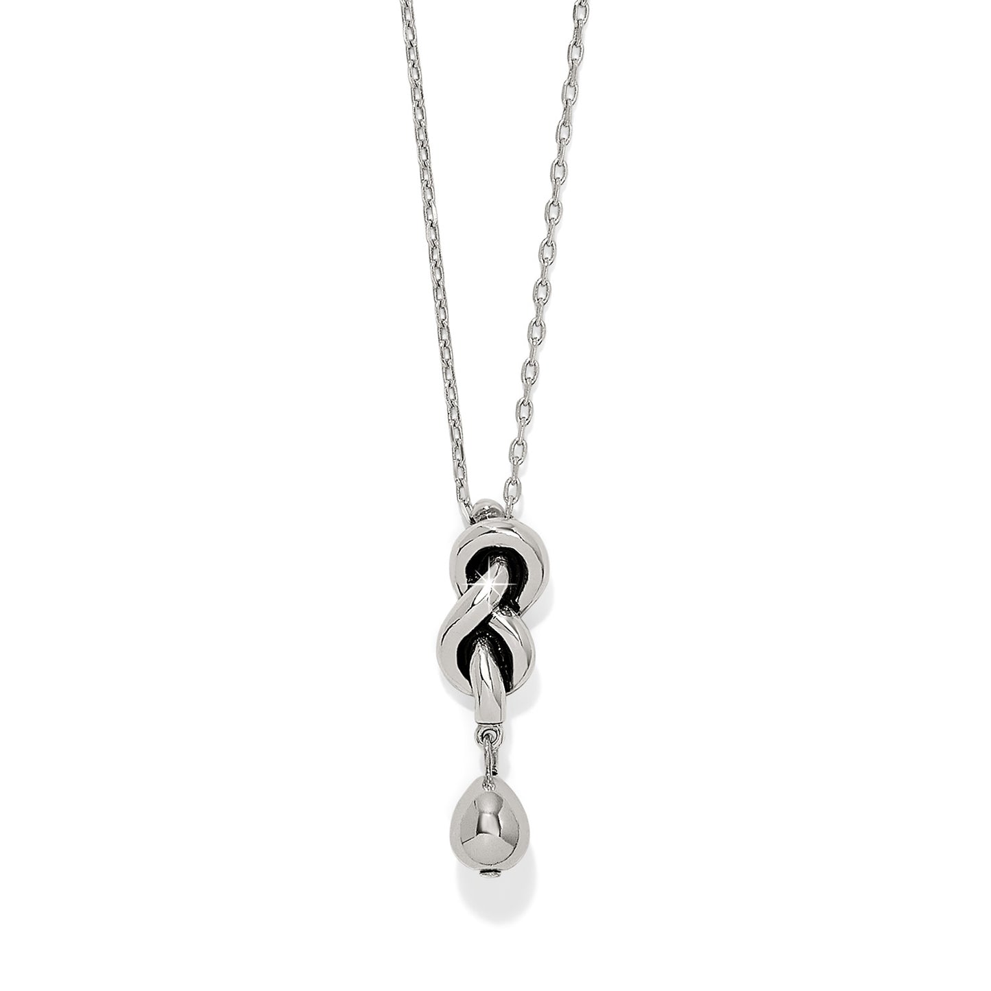 Interlok Single Knot Drop Necklace | Silver