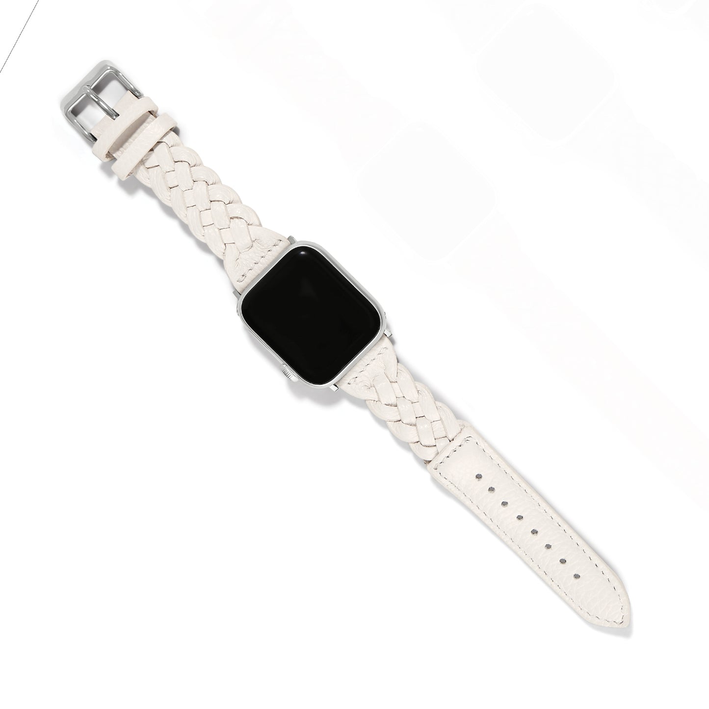 Sutton Braided Leather Watch Band: Optic White