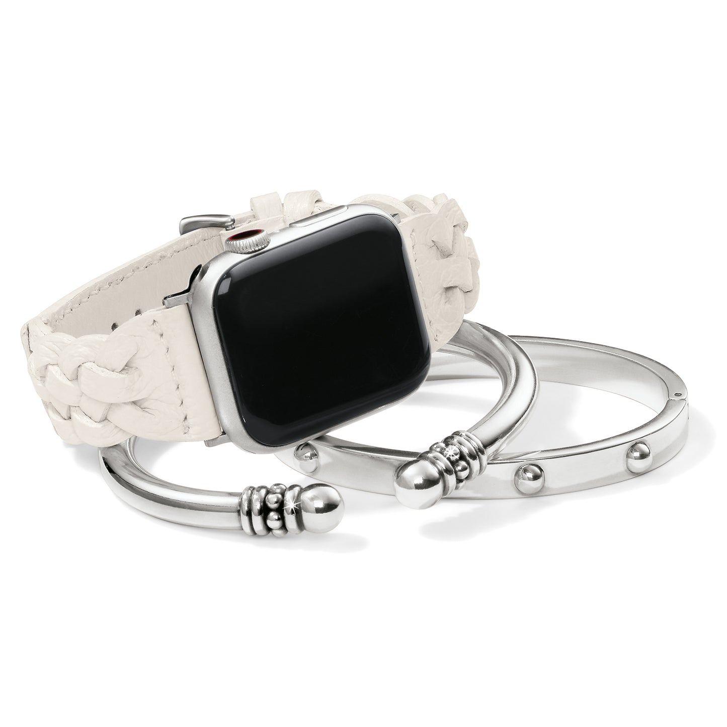 Sutton Braided Leather Watch Band: Optic White