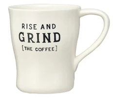 Stoneware Mug with Wax Relief Coffee Saying