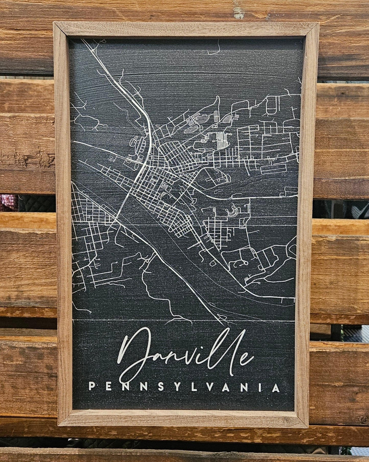 Framed Danville Map | Black