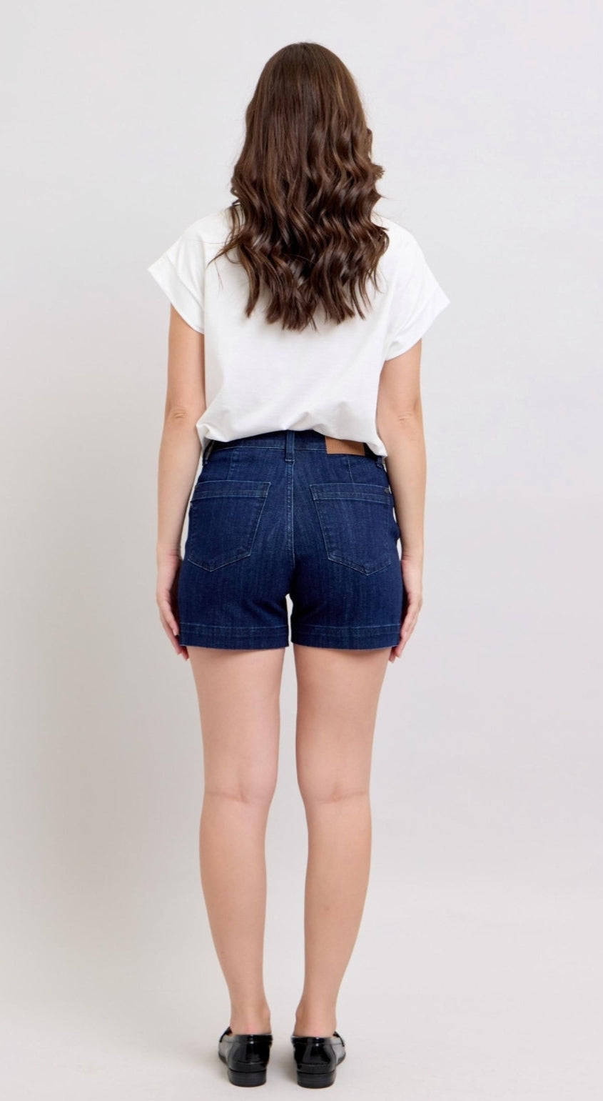 High Waist | Denim Trouser Shorts