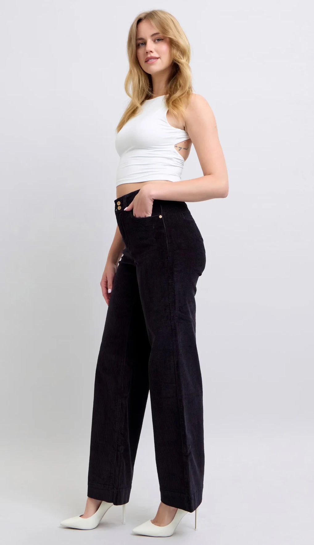 High Waist | Wide Leg | Corduroy Black