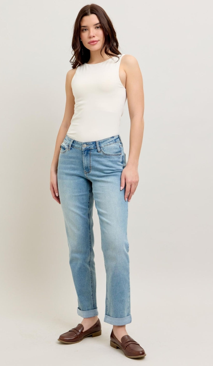V-Front | Boyfriend | Cool Denim Cuff Jeans