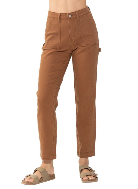 High Waist | Slim | Brown Utility Pants
