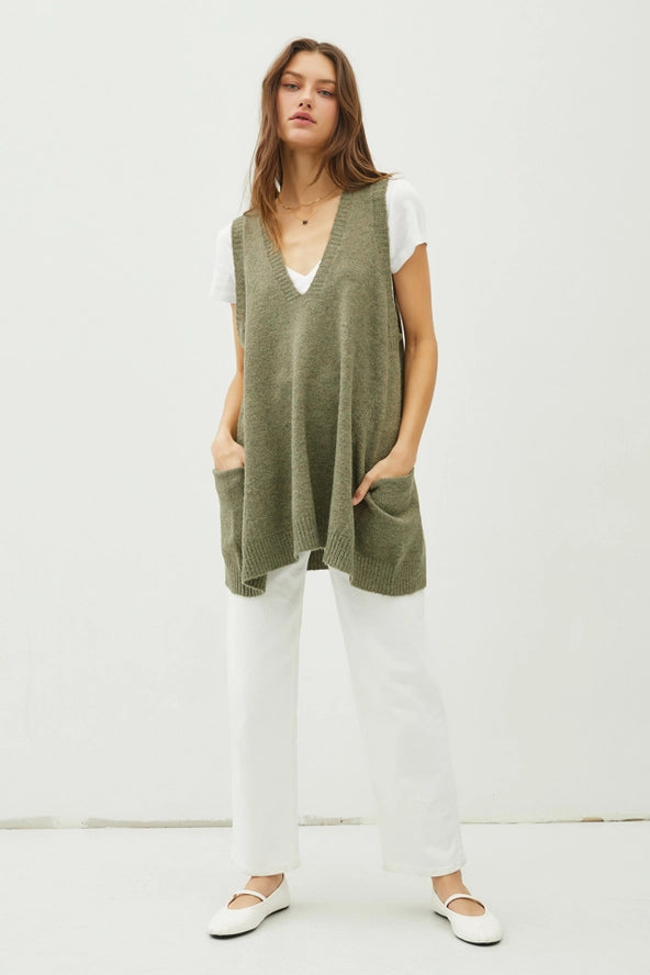 V-Neck Sweater Vest | Sage