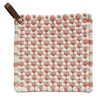 Crocheted Pot Holder with Leather Loop