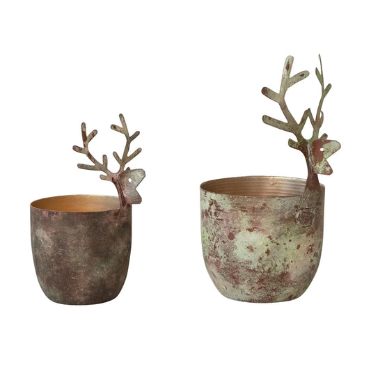 Metal Tealight/Votive Holders with 3D Deer Heads