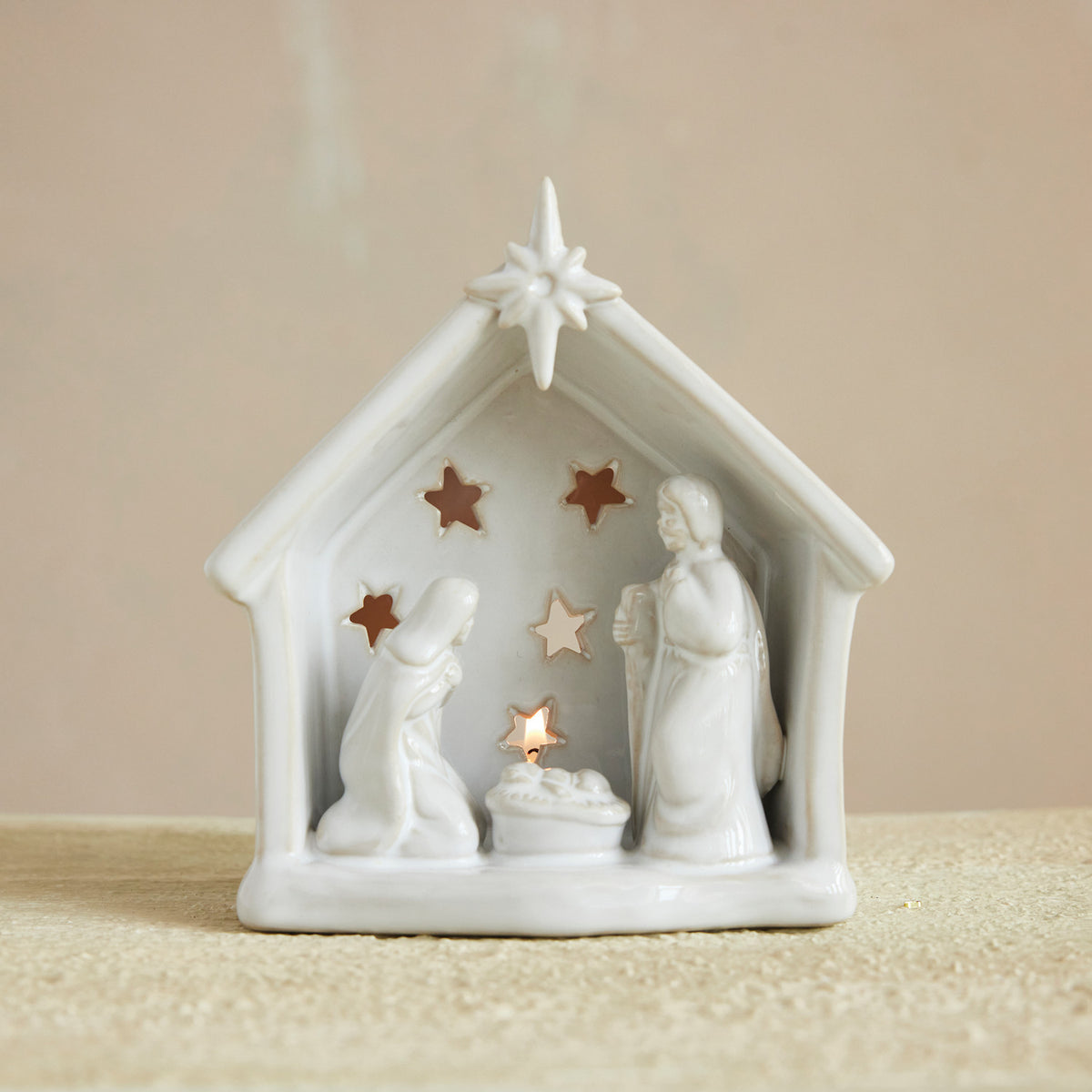 Stoneware Holy Family Tealight Holder