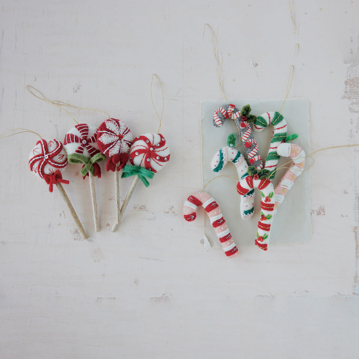 Wool Felt & Mango Wood Lollipop Ornament