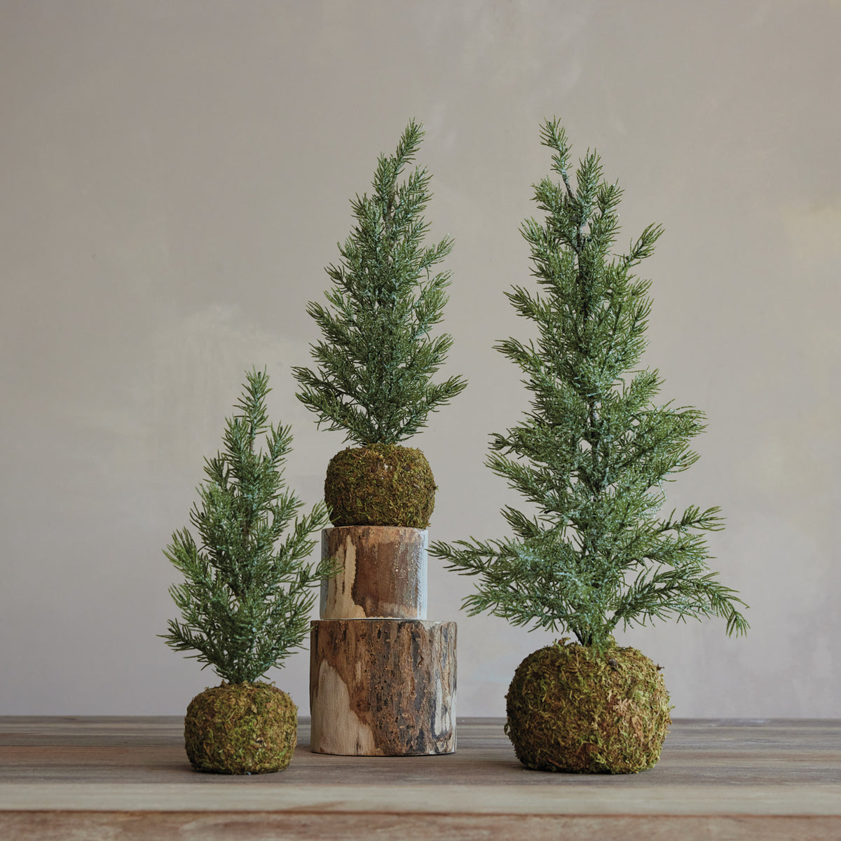 Faux Fir Tree w/ Moss Ball Base