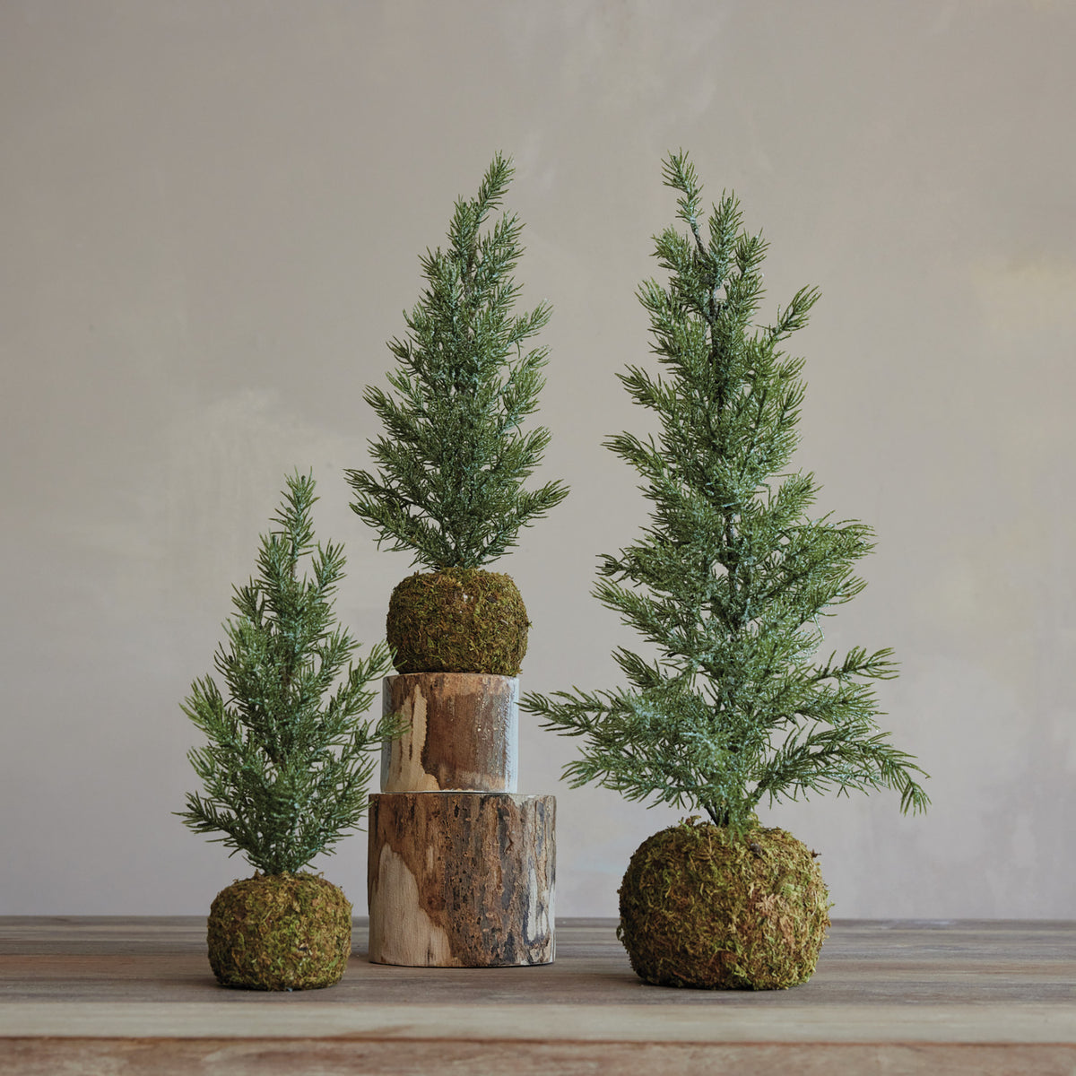Faux Fir Tree w/ Moss Ball Base