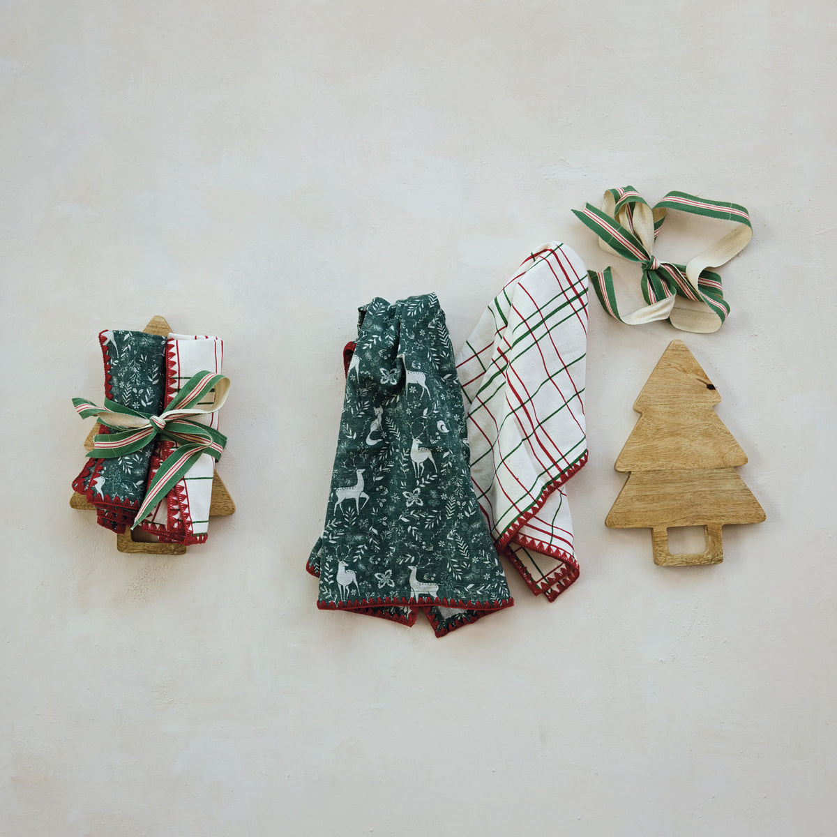 Tea Towels & Tree Shaped Cheese/Serving Board
