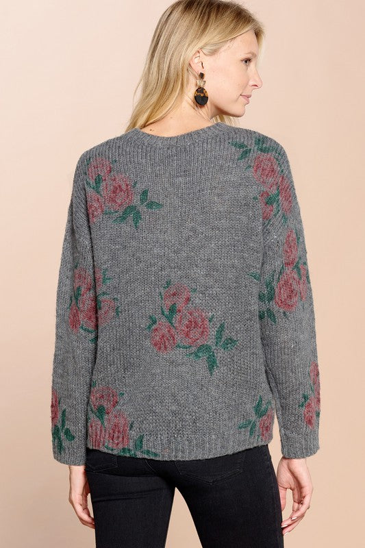 Floral Print Sweater