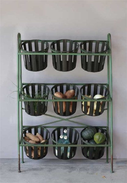 Tiered Storage Stand With Metal Buckets